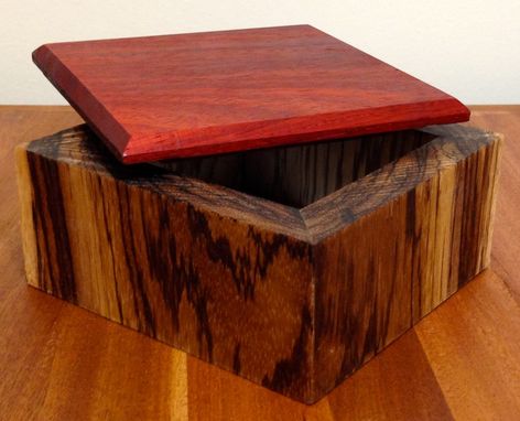 Custom Made Padauk Lidded Zebrawood Box