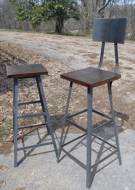 Custom Made Industrial Stool With Reclaimed Wooden Seats