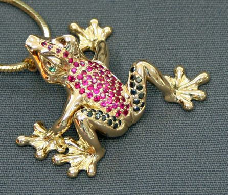 Custom Made 18k Gold Frog Figurine Statue Sculpture Art Black Diamonds Rubies Limited Edition By Barry Stein