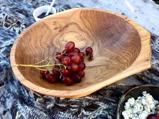 Custom Made Organic Hand Carved Burl Wood Bowl With Partial Natural Edge