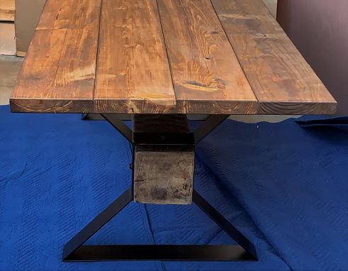Custom Made Rustic-Industrial Farmhouse Dining Table, Historic Wood Tables