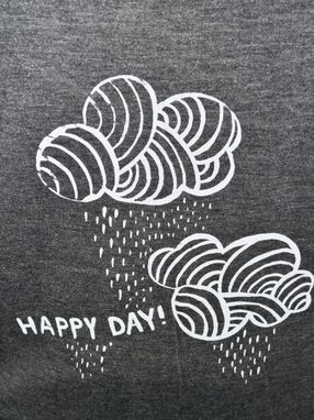 Custom Made Rain Cloud Tshirt -Grey Long Sleeve Top - Happy Day Top- Dolman Sleeves