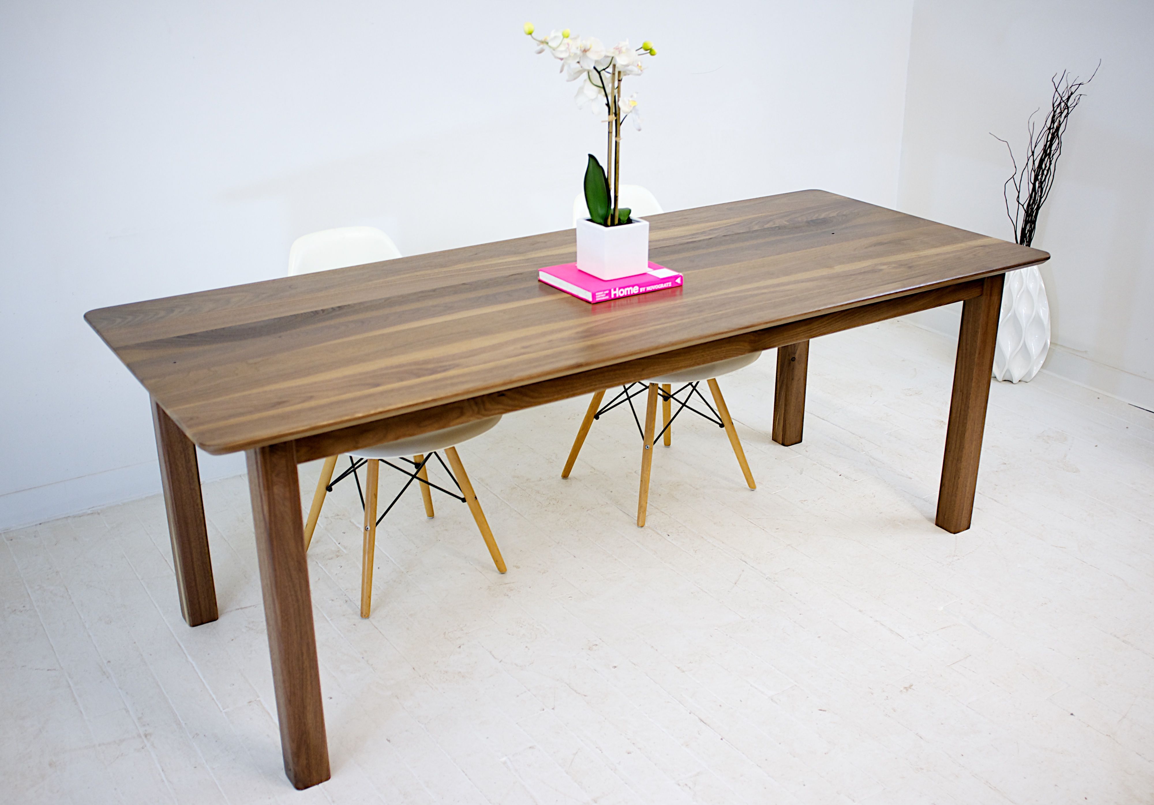 Handmade Solid Walnut Parsons Dining Table With Softened Lines by Moderncre8ve
