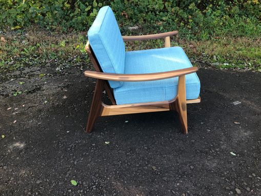 Custom Made Mid Century Modern Upholstered Chair In Walnut