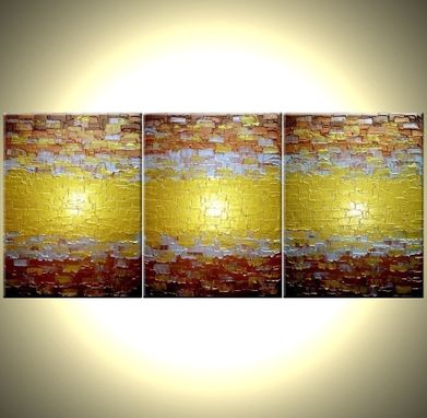 Custom Made Original Large Abstract Gold Art, Metallic Textured Painting, Lafferty - 24x54 Sale 22% Off Sale