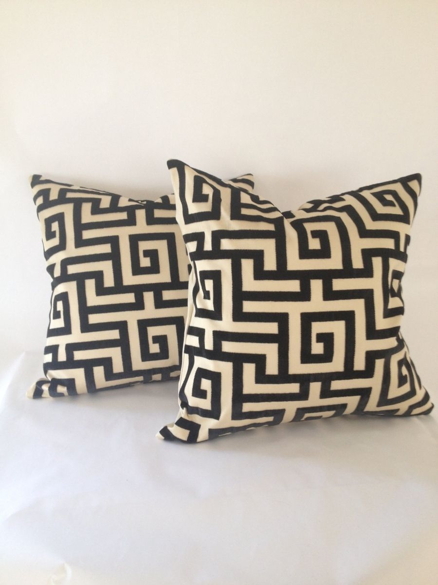 Handmade Black Velvet Print With Cream Background Pillow Cover by Fenia's  Workroom 