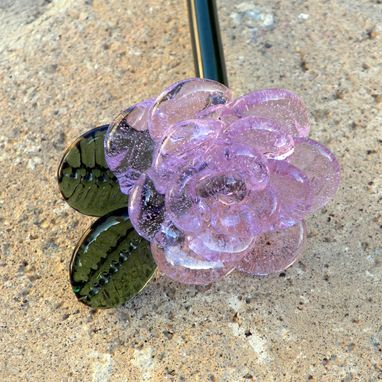 Custom Made Glass Rose Long Stemmed Flower Forever Untamed Rose Light Purple