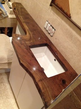 Custom Made Walnut Sink Counter Top And Wall Shelf