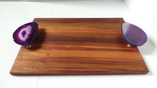 Custom Made Rosewood And Agate Serving Board