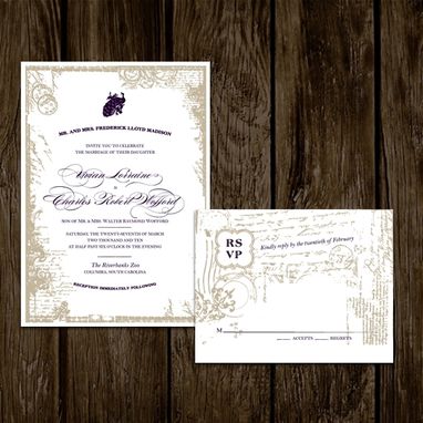 Custom Made Purple Peacock Wedding Invitations