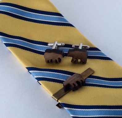 Custom Made Cufflinks: Walnut Veneer Bears