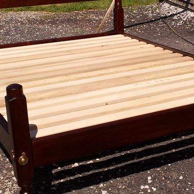 Custom Made Bed With Square Posts Handcrafted From Curly Maple