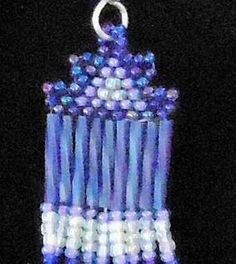 Custom Made Beaded Earrings, Fine Jewelry Blue And Violet Dangling, With Swarovski Crystals
