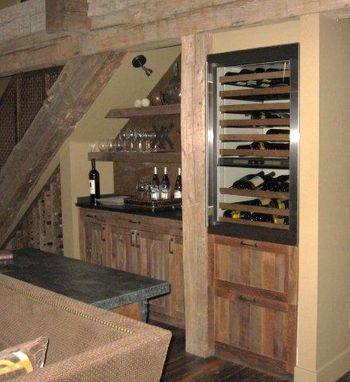 Custom Made Reclaimed Lumber Bar, Wine Rack & Refrigerator Door Fronts