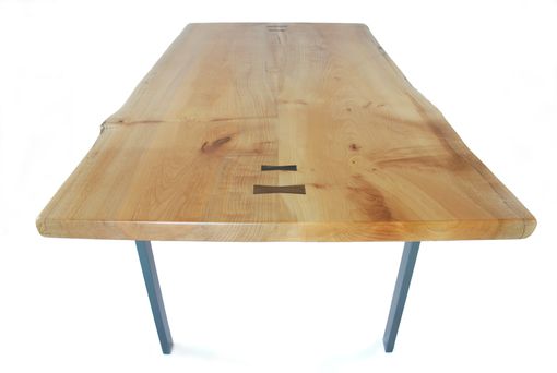 Custom Made Chama Desk Natural Edge Maple Slab And Steel