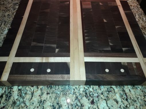 Custom Made End Grain Walnut And Sycamore Cutting Board With Inlay