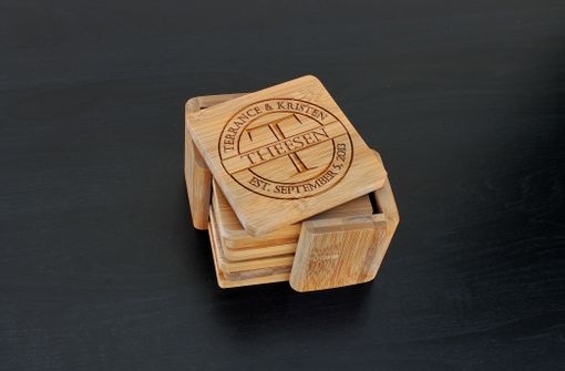 Custom Made Custom Bamboo Coasters, Custom Engraved Coasters --Cst-Bam-Theesen