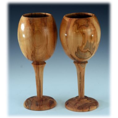 Custom Made Toasting Glasses In Spalted Maple (Wedding And 5th Year Anniversary)