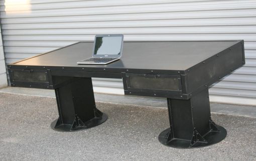 Custom Made Vintage Industrial Desk With Drawers. Steel, Custom Sizes & Reclaimed Wood Avail. Urban, Modern