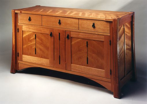 Custom Made Figured Mahogany Credenza With Black Pear Inlays