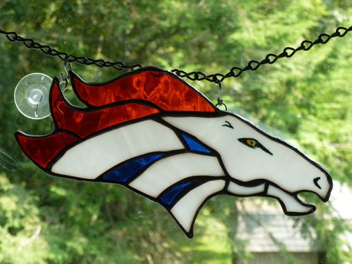 Custom Made Denver Broncos Commemorative Stained Glass Art