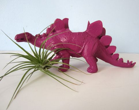 Custom Made Upcycled Dinosaur Planter - Extra Large Purple Stegosaurus With Air Plant