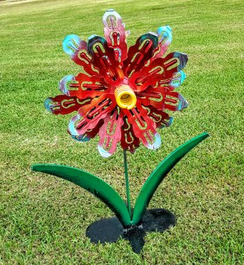 Custom Made Metal Flower Outdoor Garden Sculpture By Raymond Guest