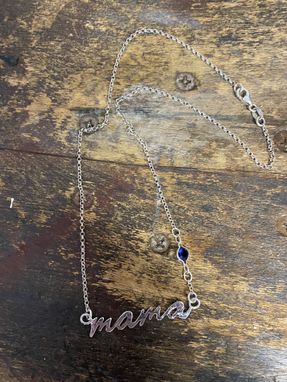 Custom Made Sterling Silver Mama Pendant With Birthstone