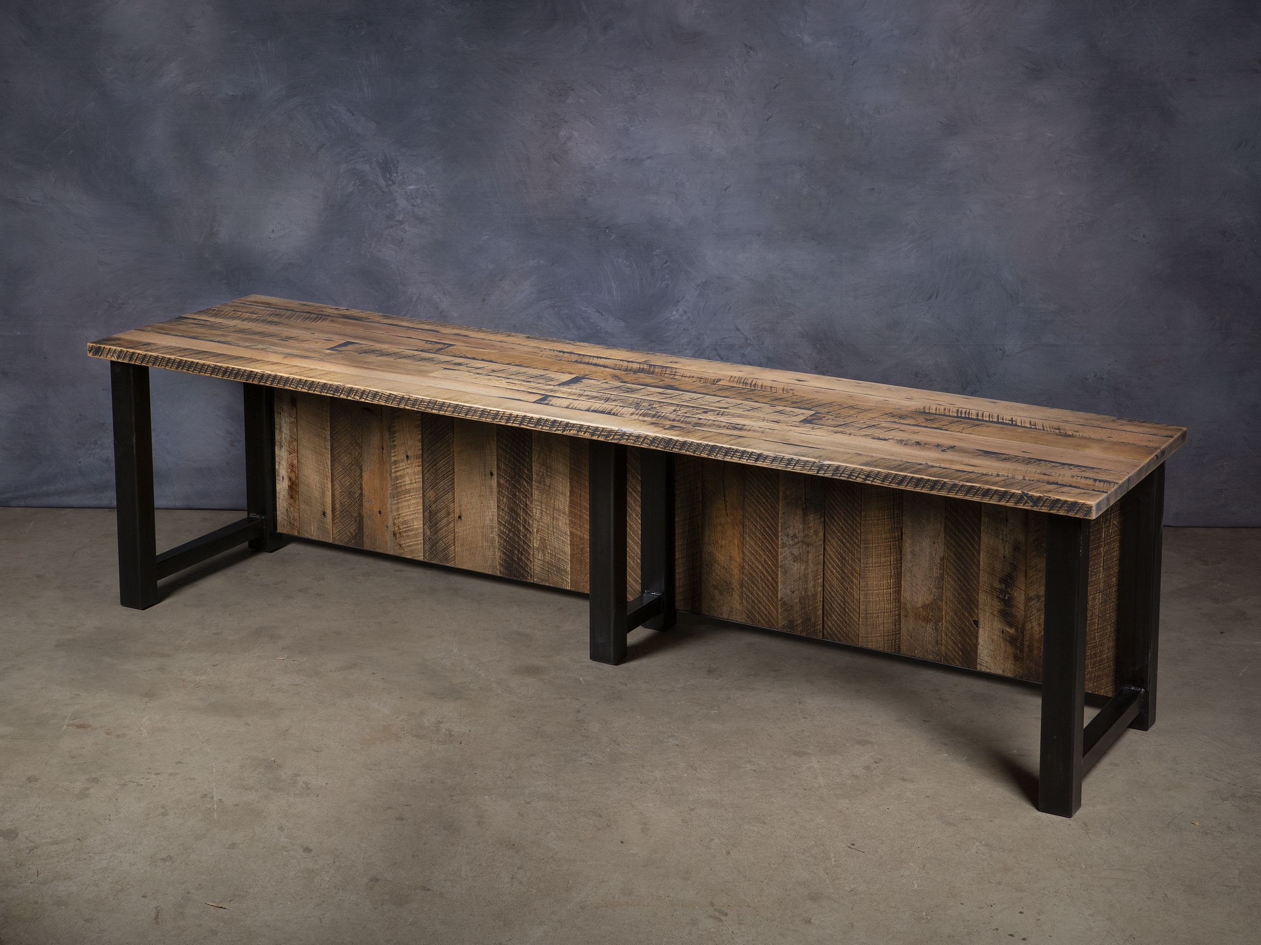 The Nicholson industrial executive desk with reclaimed barnwood top |  Deer Valley Woodworks