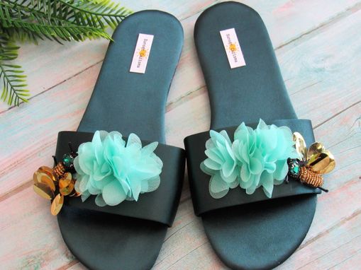 Custom Made Blossom Flower Satin Sandals