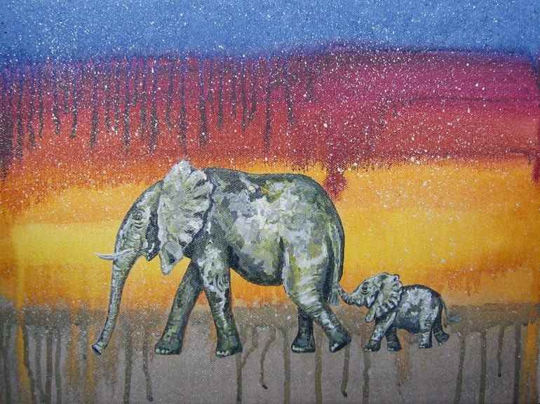 Hand Made Elephant Nursery Art Safari Zoo Animal Jungle