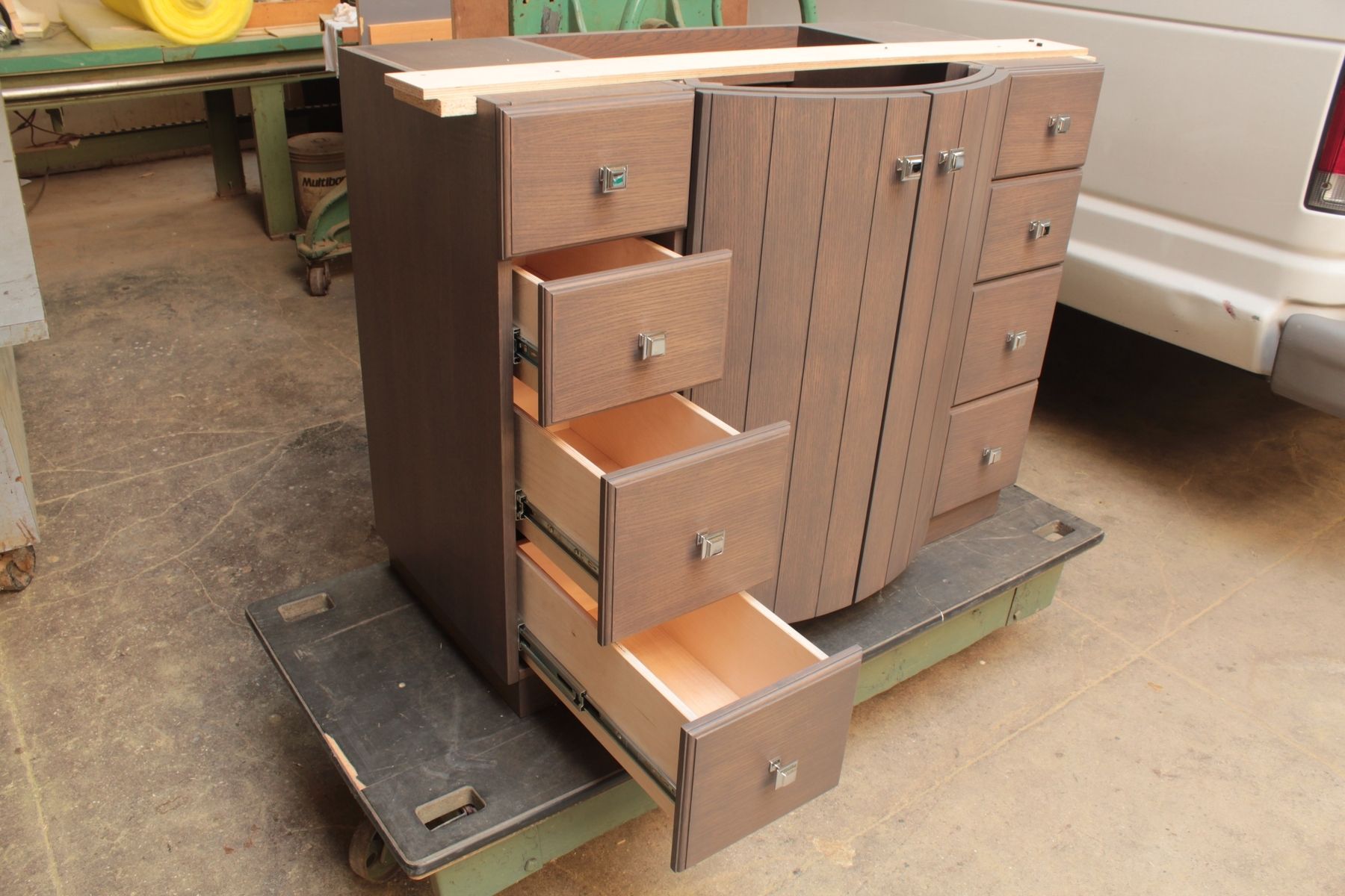 Hand Crafted Custom Made Rift Cut White Oak Bath Vanities by R J Hoppe