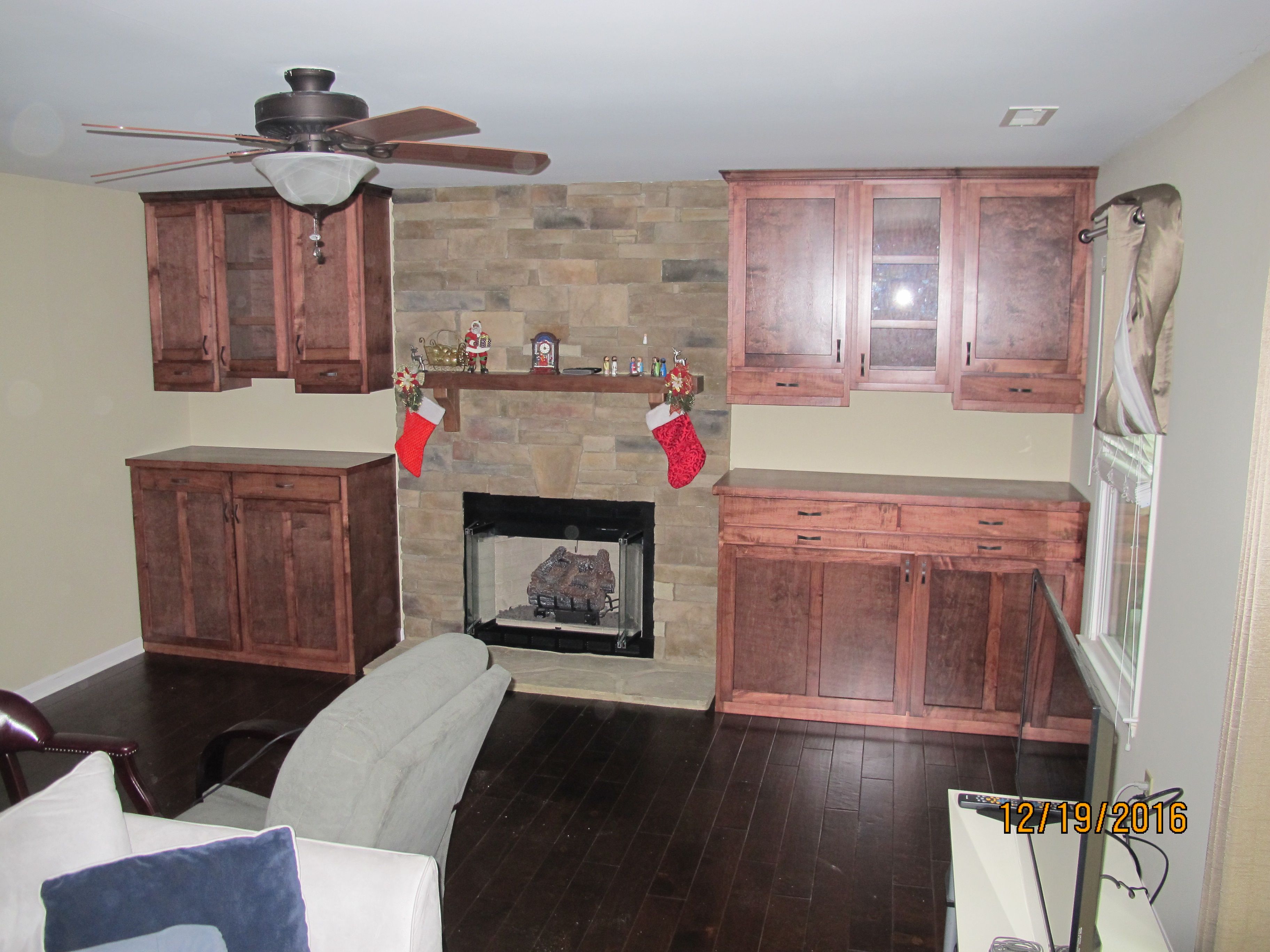 Hand Crafted Custom Built In Cabinets With Refrigerator By
