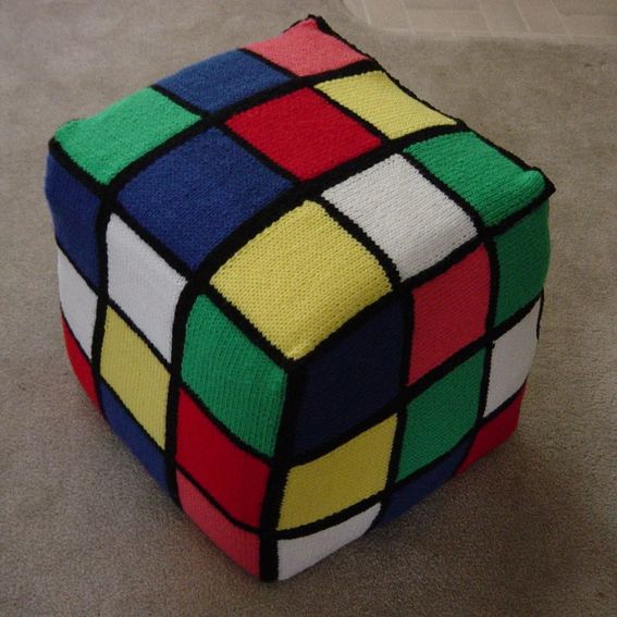 Custom Knitted Rubik Cube Floor Cushion by Artwithyarn | CustomMade.com