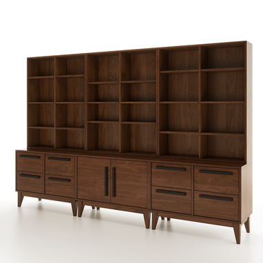 Custom Made Wooden Sectional Bedroom Bookshelves