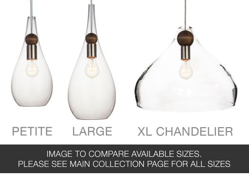 Custom Made Xl Blown Glass & Wood Drop Nickel Pendant Chandelier Light