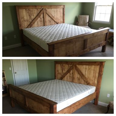 Custom Made Rustic King Size Farmhouse Bed W/ Platform