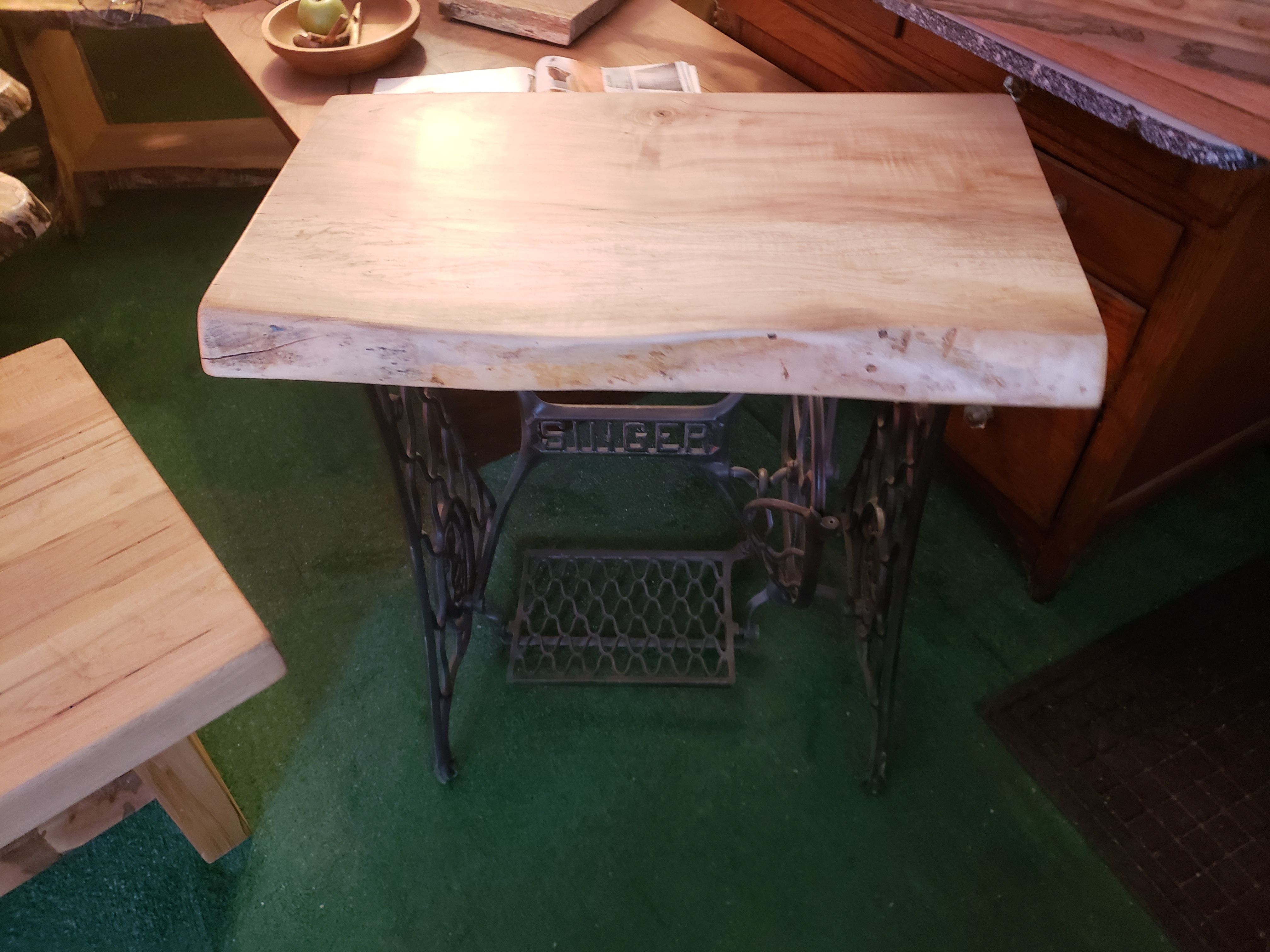 Buy Hand Crafted Maple Singer Sewing Machine Base Table Live Edge, made