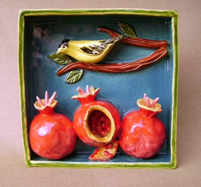 Custom Made Yellow Finch On A Branch With Pomegranates