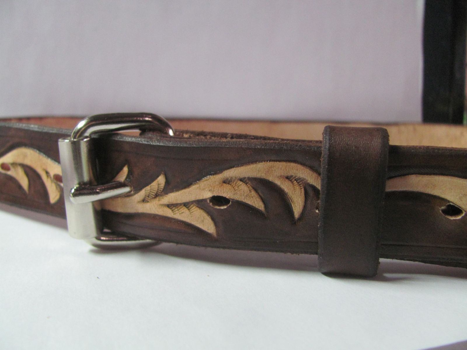 Custom Hand Carved Belt, Two Tone Brown by Reigle Custom Leather ...