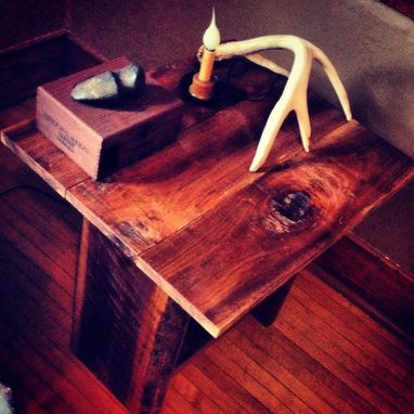 Custom Made Solid Live Edge Walnut End Table