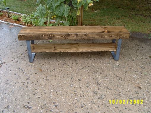 Custom Made Farmhouse Bench With Steel Legs And A Shelve 4', Coffee Table, Entry Bench