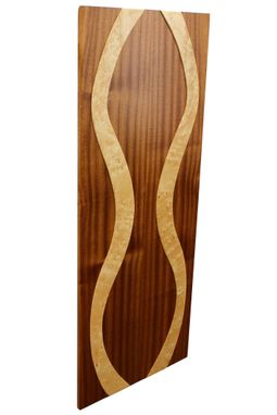 Custom Made Elegant Woman Floating Wall Panel | Solid Birdseye Maple And African Mahogany