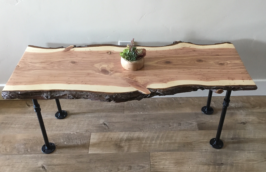 Live Edge Coffee Table With Pipe Legs, Galvanized Pipe Coffee Table