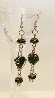 Custom Made Wire Wrapped Glass Bead Dangle Earrings