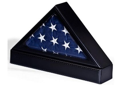 Custom Made Flag Case With Base For Tabletop Or Wall Mounting - Black