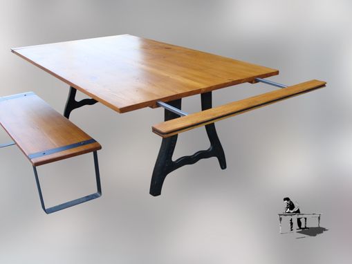 Custom Made Barnboard Industrial Table With Cast Iron Legs
