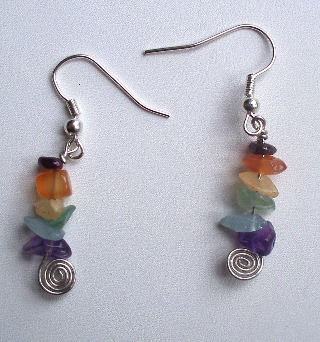 Hand Made Rainbow Gemstone Earrings - Nugget / Chips Of ...