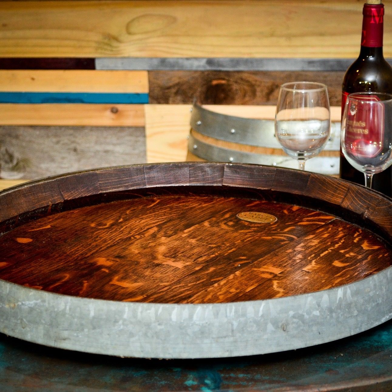 Buy Hand Made Rare Xl Wine Barrel Top Lazy Susan, made to order from