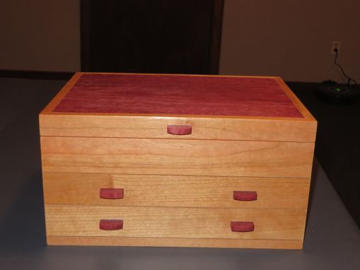 Custom Made Cherry And Purpleheart 2 Drawer Jewelry Box